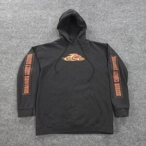 Vintage Orange County Choppers Hoodie Mens Large Black Flame Motorcycle Y2K